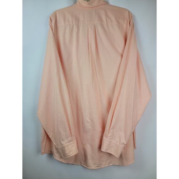 Lands End Men's Long Sleeve Cotton Peach Button Up Shirt Size XL 17-17.5 - Picture 8 of 9